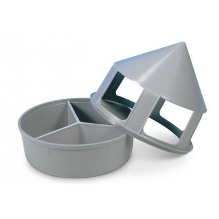 Plastic grit feeder with compartments
